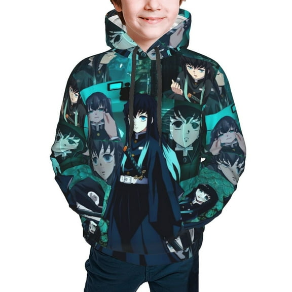 Muichiro Tokito Kids' Hoodie 3d Print Sweatshirt Soft Pullover Hooded With Big Pockets For Boys Or Girls Small