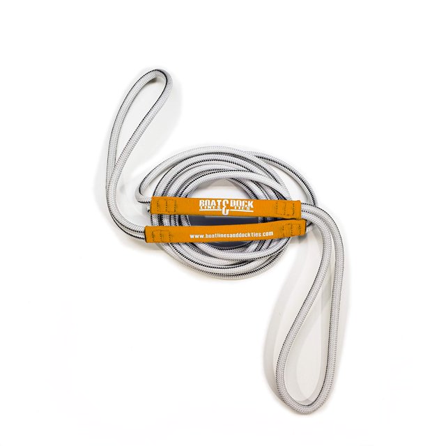 Boat Line Rope Bungee - Heavy Duty Line for Launching, Retrieving, Mooring and Docking (White/Orange, 15 Feet)