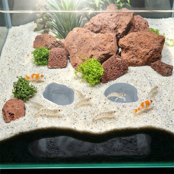 Aquarium Under Gravel Tunnel Decor, Underground Fish Shrimp Hideout Cave Slide, Submersible Shelter for Aquatic Pets, Reduces Stress in Fish Tank Aquascape