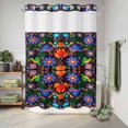 thumbnail image 6 of No Hook Shower Curtain with Built-in Rings - Boho Mexican Texture Washable Waterproof Fabric Bathroom Curtains for Hotel,Rentals, 60 X 72 Inch Long , Abstract Floral Bird Multicolor, 6 of 9
