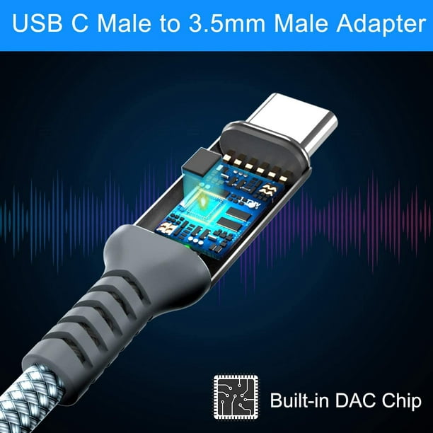 Prise casque USB C vers 3,5 mm, COOYA Lot de 2 adaptateurs audio