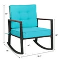 thumbnail image 4 of Costway Lot de 2 Fauteuils Berçants en Rotin pour Patio, Fauteuils à Bascule d'Extérieur avec Coussin, Turquoise, 4 of 9
