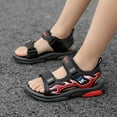 thumbnail image 4 of Rumantou Boy's Sandals Summer Sports Beach Shoes Boys' Sandals Kids Summer Fashion Open-toe Casual Shoes Adjustable Printed Straps Lightweight Outdoor Beach Sandals for US 2,Red, 4 of 9