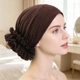 thumbnail image 2 of WHEANG Head Scarf for Women Breathable Soft Stretchy Chemo Head Cover Summer Lightweight Cooling Lace Trim Head Scarf Cap Thin Floral Lace Beanie Turban for Women Brown, 2 of 4
