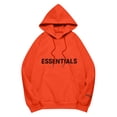 thumbnail image 1 of Pullover Hoodie with Adjustable Drawstring Hood and Front ESSENTIALS Lettering Print Casual Loose Fit Design Orange 2XL, 1 of 8