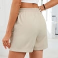 thumbnail image 4 of HADST Women's Casual Shorts, Summer Shorts with Drawstring Waist and Rolled Hem, Bottoms with Pockets for Daily Wear, 4 of 8