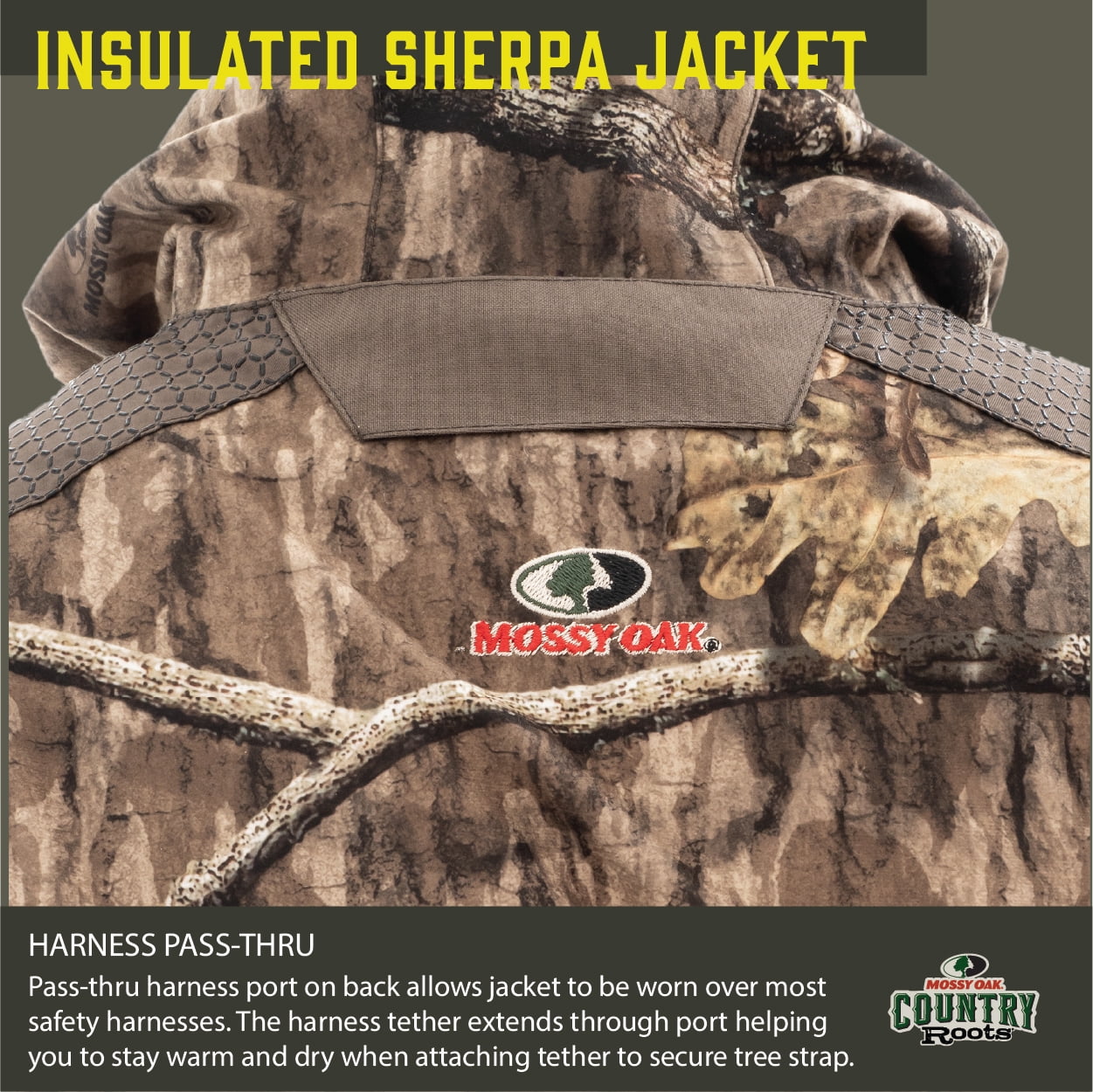 Mossy Oak Elements Youth Hunting Jacket Sherpa Lined Waterproof, Mossy Oak Country Roots, Size 2X-Large