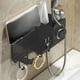 thumbnail image 4 of Soporte de pared para secador de pelo de baño sin taladro, multifuncional, grueso, para ahorrar espacio, con gancho y soporte para teléfono, estante de almacenamiento de plástico., 4 of 6