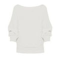 thumbnail image 7 of Baqcunre Long Sleeve T Shirt Women's Spring And Autumn Leisure Off Shoulder Long Sleeve Collar High Waist Collar T Shirt Top Pullover Sweater Crewneck Sweatshirts Womens Fall Tops White XL, 7 of 7