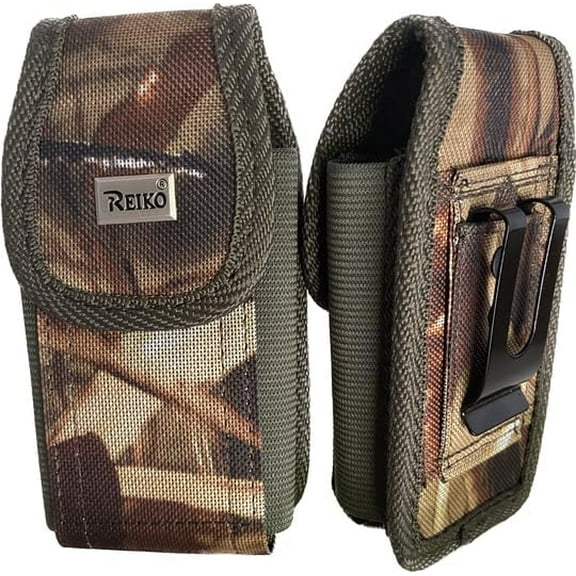 Heavy Duty Rugged Camo Vertical Case and Metal Clip on the back Compatible with BLU Flex Flip Phone