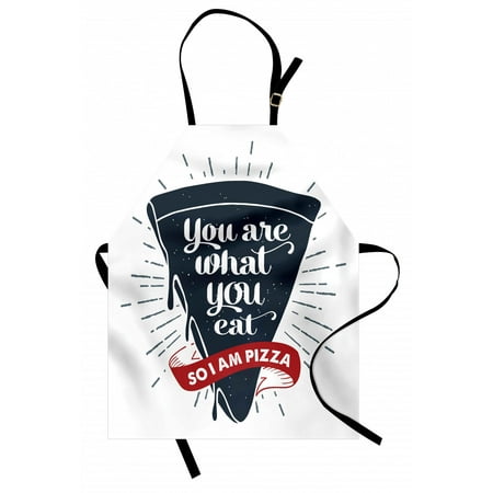 

Funny Words Apron Grunge Pizza Slice with Retro Effect Humor Phrase about Fast Food Unisex Kitchen Bib Apron with Adjustable Neck for Cooking Baking Gardening Dark Blue Red Grey by Ambesonne