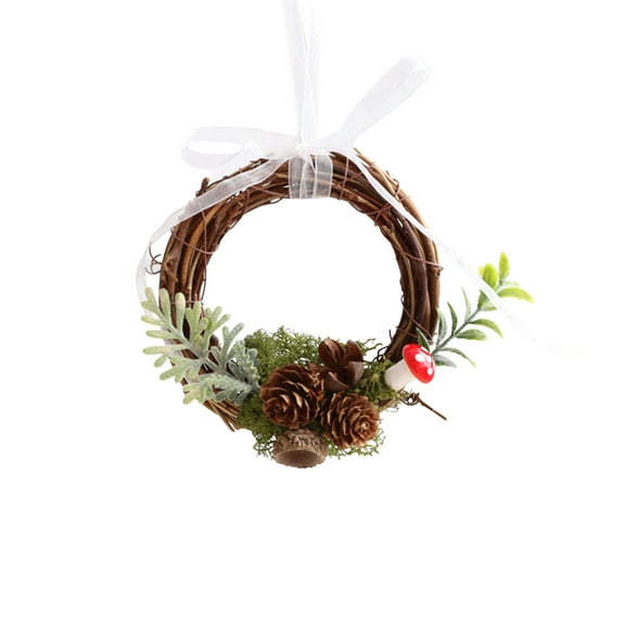 geerera Mini Christmas Wreath, Door Hanging Arrangement, Small Holiday Decor Props, for Indoor Tree Decorating, Festive Home Dress Up