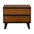thumbnail image 3 of Linon Mid Century Two Drawer Wood Nightstand in Walnut Brown, 3 of 21