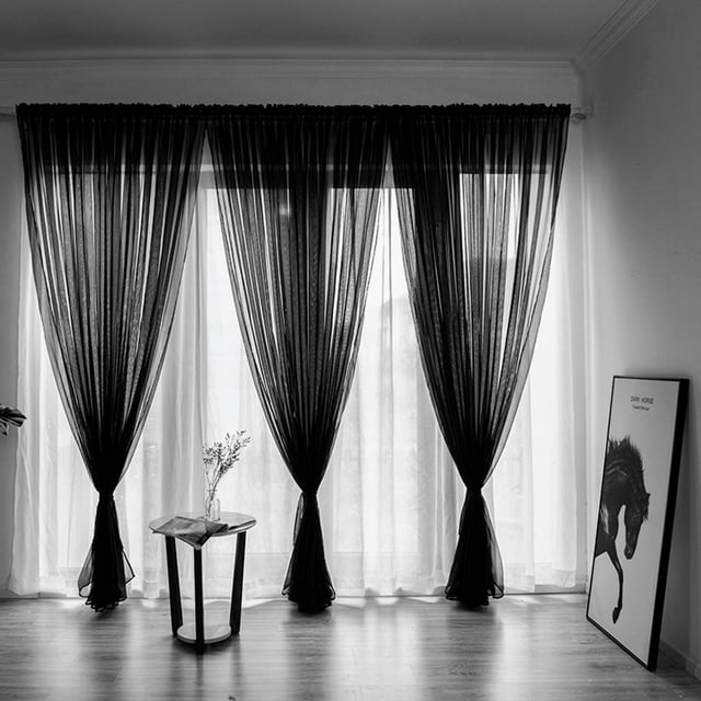 Leaf Voile Panel Sheer Curtain for Window Drape Fabric Home Textile