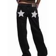 thumbnail image 4 of Y2k Studded Jeans for Women Vintage Star Low Rise Straight Leg Baggy Denim Pants, 4 of 9