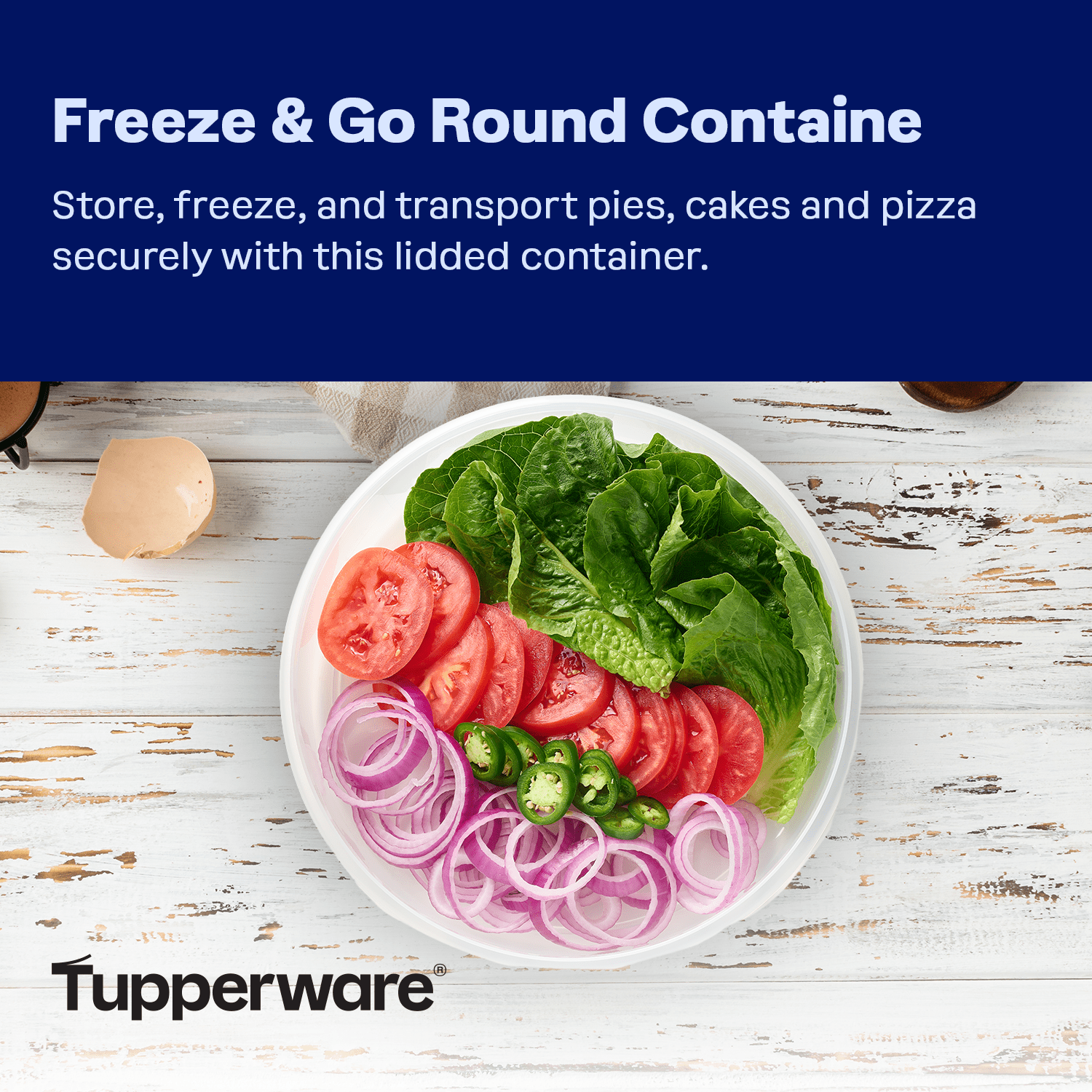 Tupperware Freeze and Go Plastic Round Food Container Set with Lids (2 Count)