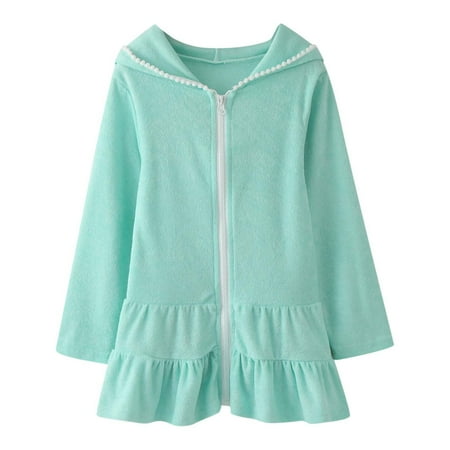 

Child Girls Swim Cover Up Kids Swimsuit Coverup Zip Up Beach Bathing Suit Hooded Absorbent Bathrobe Beach Dress Girl Frocks Baby Girl Chambray Long Sleeve Christmas Dresses for Toddler Girl Toddler