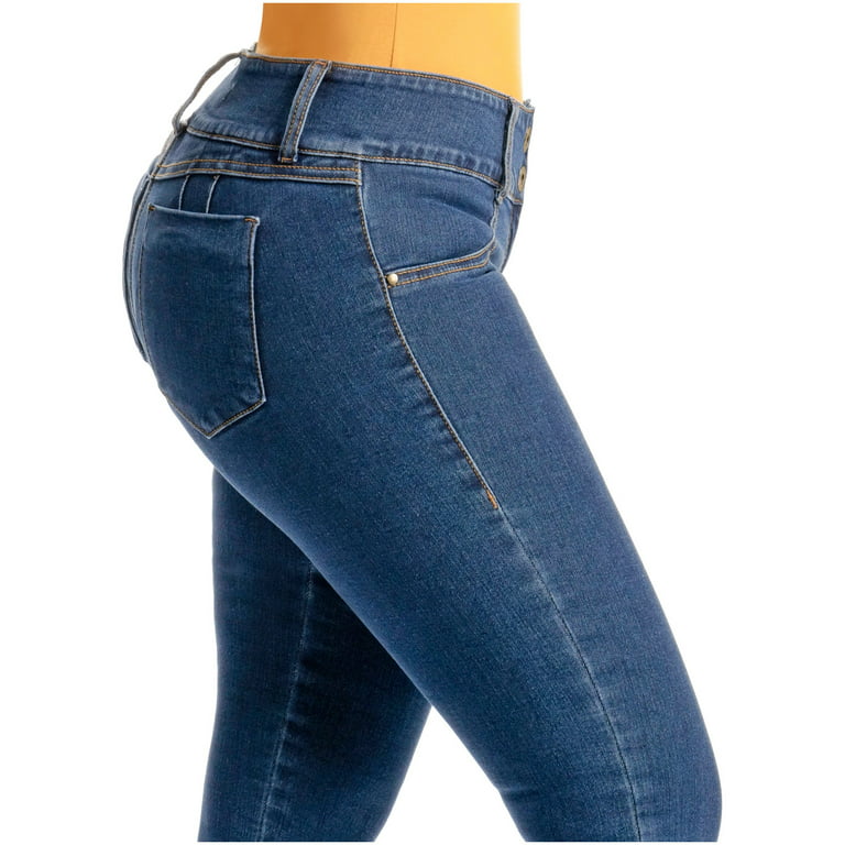 Lowla JE217988 Women High Waisted Butt Lifting Skinny Jeans Colombianos  Levanta Cola with Removable Butt Pads Blue 4