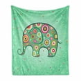 thumbnail image 1 of Floral Soft Flannel Fleece Throw Blanket, with Flowers Featured Grunge Heart Backdrop Animal Graphic Art, Cozy Plush for Indoor and Outdoor Use, 70" x 90", Teal Baby Blue Red, by Ambesonne, 1 of 6