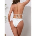 thumbnail image 3 of DARING DIVA Women's Waffle Knit Textured Halter Bikini Set Small White, 3 of 6