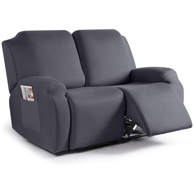 Granjero Gordo Funda de sofá elástica jacquard, funda reclinable para sofá de salón, funda protectora, 2 plazas, gris oscuro