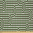 thumbnail image 2 of Ambesonne Art Deco Fabric by the Yard Microfiber, Maze Like Twisted Lines, 2 Yards, Dark Olive Green and White, 2 of 2