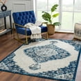 thumbnail image 3 of Hauteloom Istanbul Collection Medallion Runner Rug for Living Room Bedroom - Traditional Oriental Style - Vintage Distressed - Blue, Beige, Gray - 2'7" x 7'3", 3 of 14