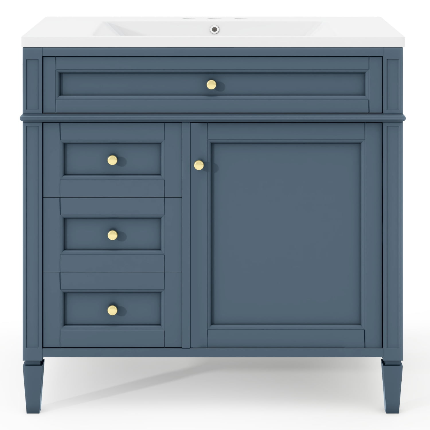 Harper & Bright Designs 36'' Bathroom Vanity with Top Sink Set, Modern Bathroom Storage Cabinet with 2 Drawers and Tip-out Drawer, Blue