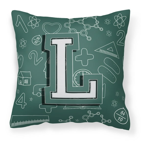 Monogram Letter Back to School Fabric Decorative Pillow