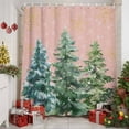 thumbnail image 2 of Christmas Tree Shower Curtains for Bathroom, Watercolor Winter Snowflakes Pink Waterproof Fabric Shower Curtain for Bathroom Bathtub Decoration, Machine Washable, 54x"78", 2 of 9