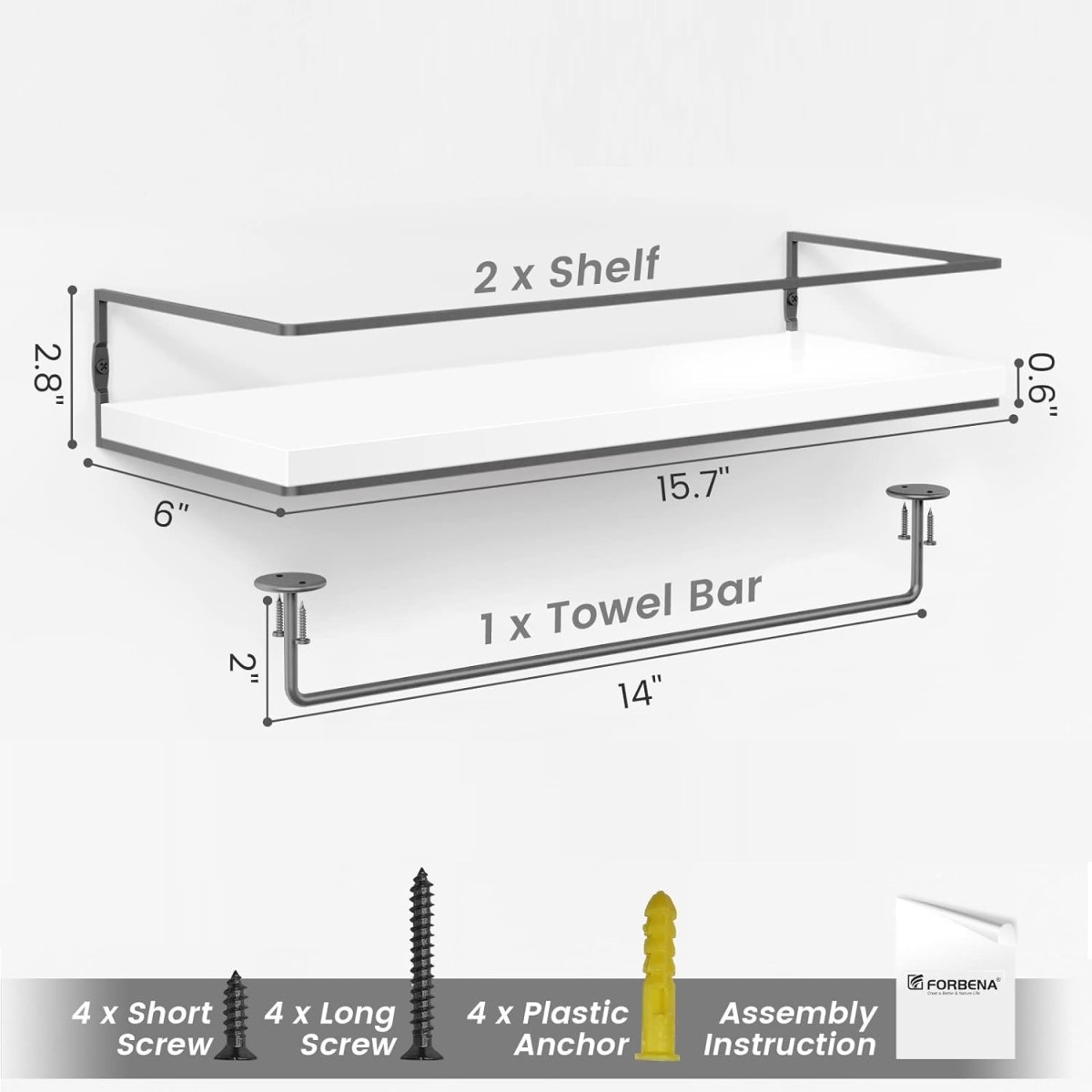 Floating Shelves with Towel Rack, Decorative Storage Shelves