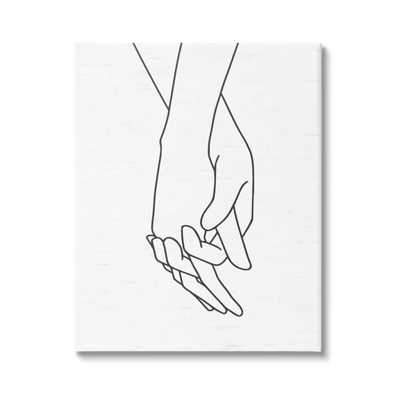Stupell Industries Romantic Holding Hands Outline Drawing Loving Couple Graphic Art Gallery Wrapped Canvas Print Wall Art, Design by Lettered and Lined