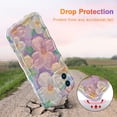 thumbnail image 3 of Case for iPhone 16 Pro Max, Colorful Retro Oil Painting Printed Flower Laser Glossy Pattern Cute Curly Wave Edge Exquisite Phone Cover Stylish Durable TPU Protective Case for Girl Women-Green,Pink, 3 of 5