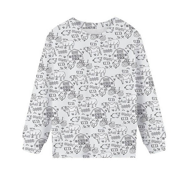 Kids Boys Girls Summer T-Shirts Diy Hand Painted Personality Long Sleeve Casual Loose Fit Tee Blouse Spring Shirts For Boy 11-12T