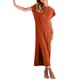 thumbnail image 3 of Lucakuins - Vestido de playa informal de verano para mujer, color sólido, manga corta de murciélago, cuello redondo, vestido dividido Lucakuins  moda, 3 of 8