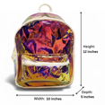 thumbnail image 4 of Clear Above Iridescent Mini Backpack with Purse – Holographic Shoulder Daypack for Travel, Concerts, Festivals & Everyday Fashion (Cream Trim), 4 of 10