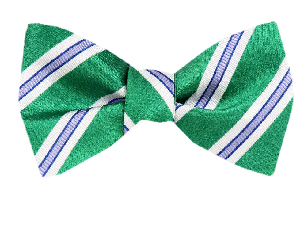 Men's Green Silk Stripes Self Tie Bowtie Tie Yourself Bow Ties