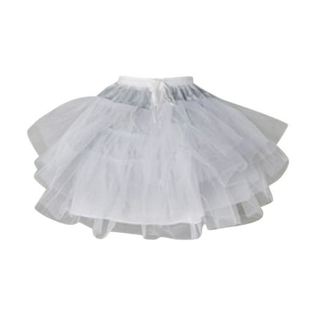 JIANJIA Skirts for Women Summer Solid Color 3 Hoop A Line Gown Slip Petticoat Mini Skirt Daily-Wear White One Size