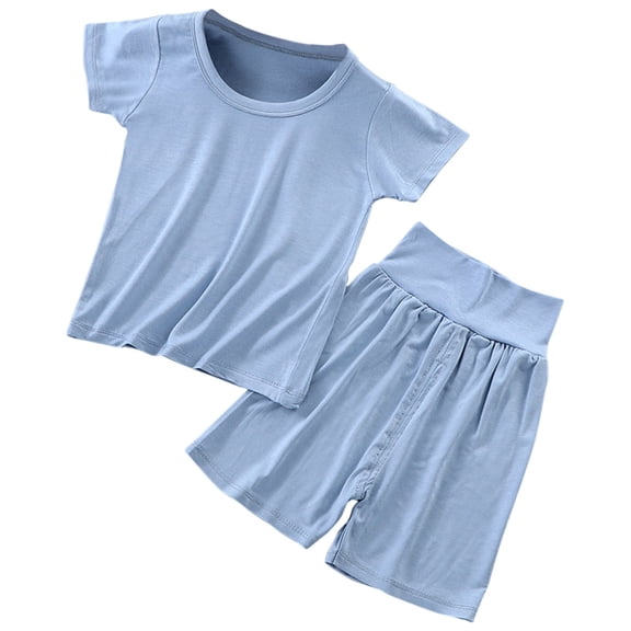WOYY Infant Boys Sleepwear Set Soft Breathable Short Sleeve Top High Waisted Shorts, Sizes 18-24M