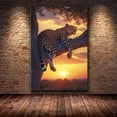 thumbnail image 4 of Mudket Framed Ready to Hang Leopard Canvas Wall Art, Golden Sunset Jungle Cheetah Wall Art Pictures, Animal Print Decor for Living Room Bedroom Cave Office Decor - 12"L x 8"W, 4 of 10