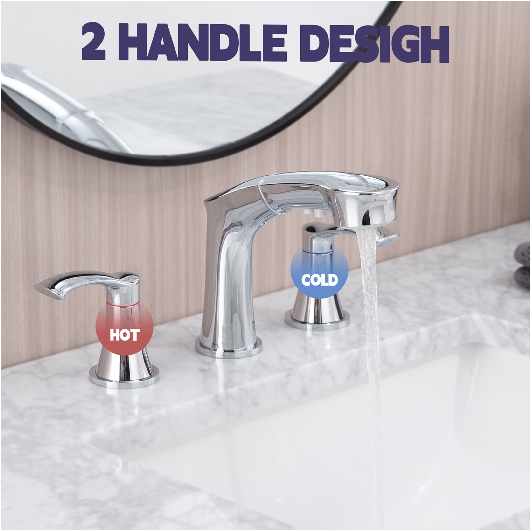 JERFIT 8-inch Widespread Bathroom Sink Faucet with Pull Down Sprayer, 2-Handle Chrome Vanity Faucet, Stainless Steel Lavatory Faucet with Lever Handles