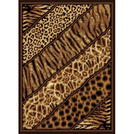 Designer Inspired Animal (Designer Home Epoch Area Rugs - 910-03150 Novelty Black Animal Prints Leopard Tiger Rug 5' 3