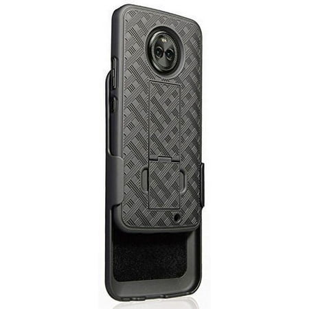 Motorola Moto Z3 Case,Motorola Moto Z3 Play Case, Belt Clip Holster Cover Shell Kickstand Criss Cross Black New Plaid Design for Motorola Moto Z3 Play