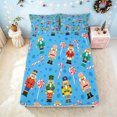 thumbnail image 4 of Erosebridal Cartoon Nutcracker Bed Sheets, Xmas Candy Cane Full Size Sheets, Light Blue, Christmas Reversible, 4 Pieces, 1 Flat Sheet, 1 Fitted Sheet and 2 Pillowcases, 4 of 6