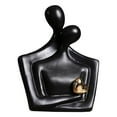 thumbnail image 3 of Estatua de amante abstracta, adorno de pareja moderno, esculturas de parejas cariñosas para abrazo negro, 3 of 7