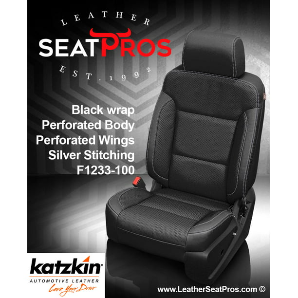 Katzkin Leather Seat Covers 2018 Chevrolet Silverado Crew Cab Lt Black Com - Black Seat Covers For 2018 Chevy Silverado