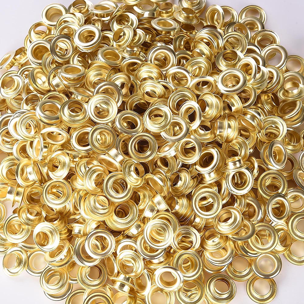 Yescom 1000 pcs 3/8" Grommet Kit 10mm Size #2 Brass Grommets Compatible with Semi Automatic Grommet Machine for Fabric Canvas Tarps Banners
