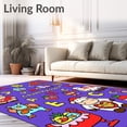 thumbnail image 2 of ODIKA 3'x5' Machine Washable Non-Slip Area Rug, Farmyard Friends Alphabet Scholar Growth Intelligence Training Surface High Traffic Rug with Pad, Purple, 679134, 2 of 8