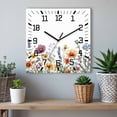 thumbnail image 6 of Spring Floral Wooden Wall Clock Silent Non Ticking, Colorful Botanical Summer Blooming Square Wall Clocks Battery Operated, Decor Clock for Home Office, Living Room, Kitchen, 10 Inch, 6 of 9