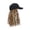 Light Brown, variant on Long Wavy Synthetic Hair Hat Attached Baseball Cap Adjustable Size; Daily Wear and Outdoor Activities